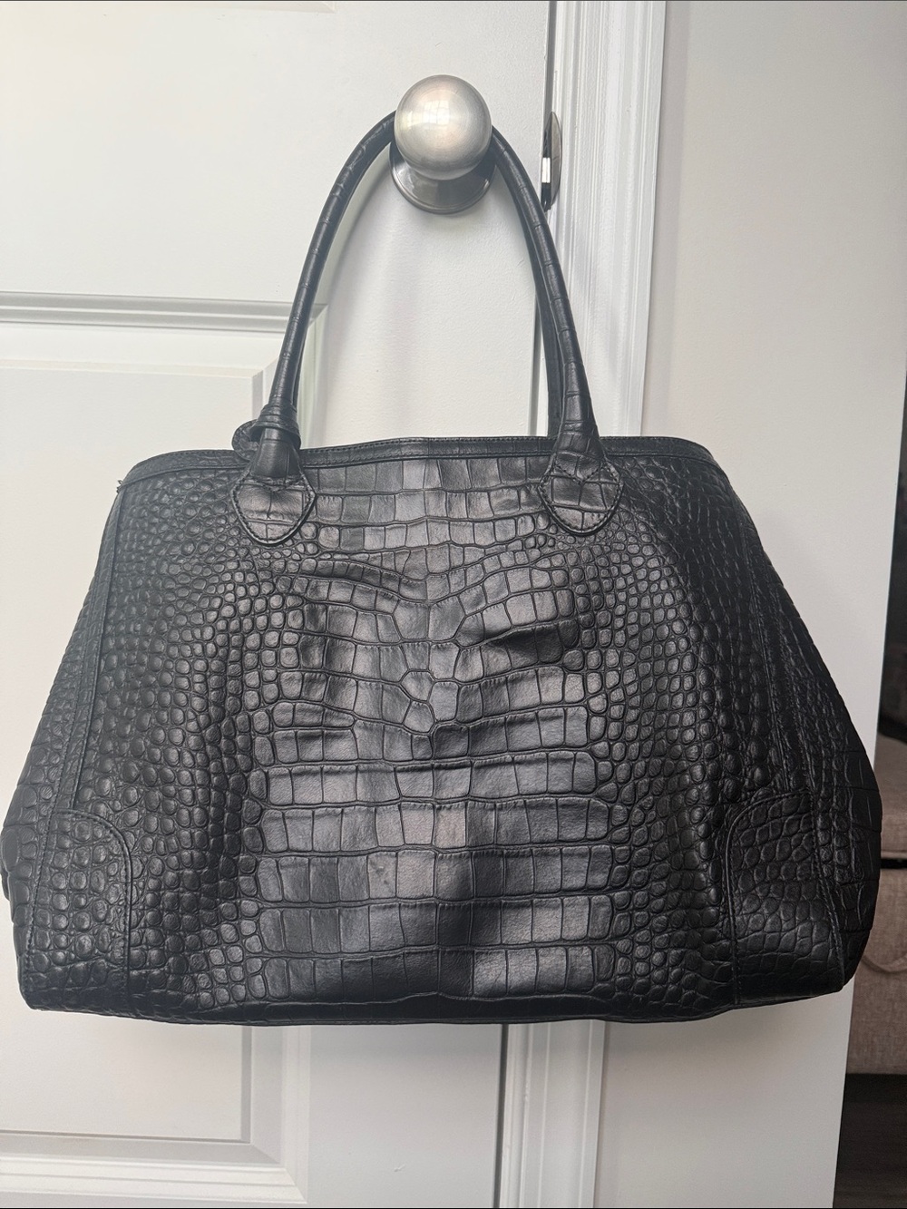 Claudia Firenze Croc-Embossed Black Tote Bag